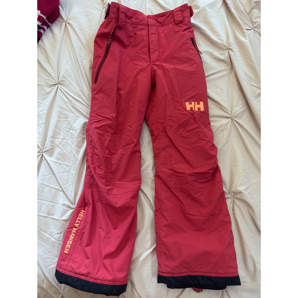Helly Hansen Junior Ski Snowboard Pants Red RECCO Size 12 / 152 Kids Winter
